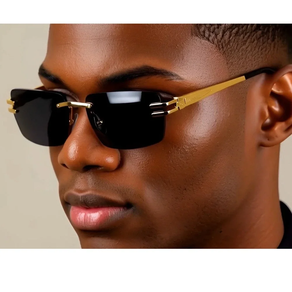 Sunglasses Dark Tint Square Lens Men's Luxury Modern Design Lentes Gafas Humbres